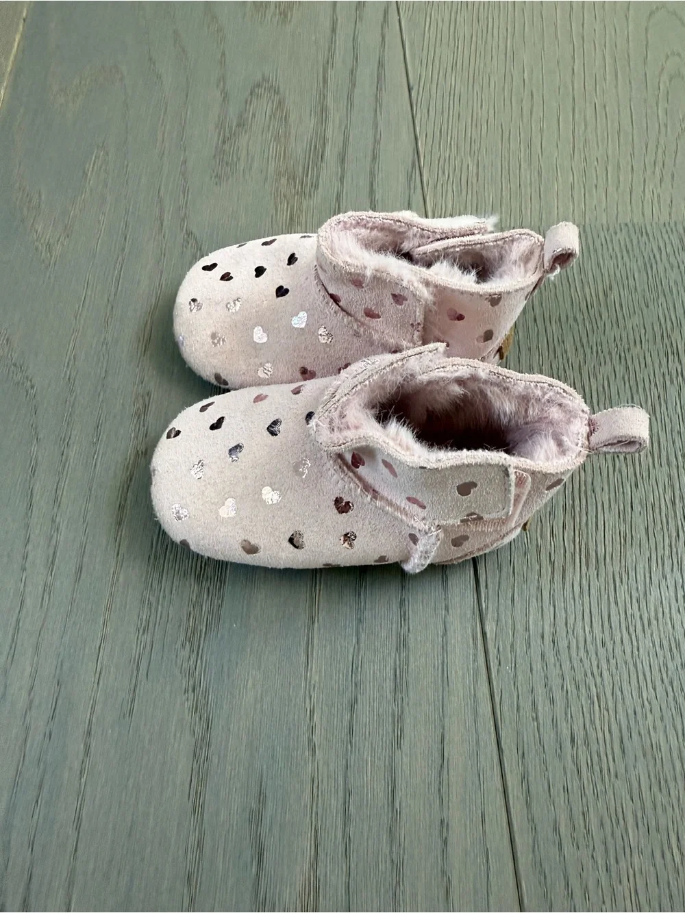 next Pink Heart Suede-Look Baby Slip-On Booties